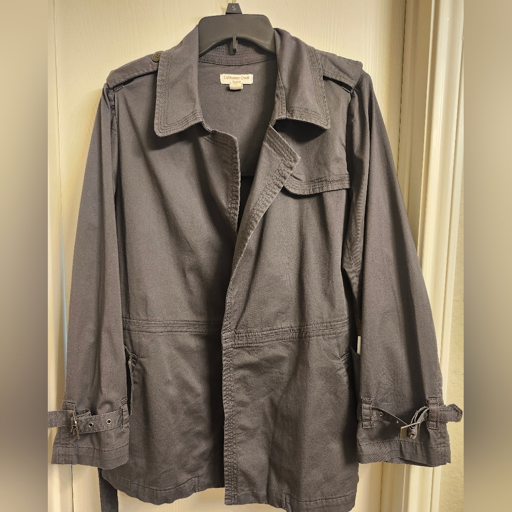 Coldwater Creek Gray Military Field Coat with Wide Collar